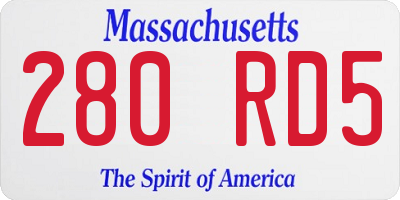 MA license plate 280RD5