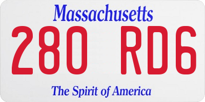 MA license plate 280RD6