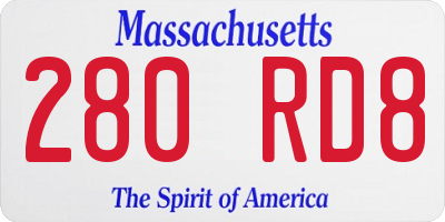 MA license plate 280RD8
