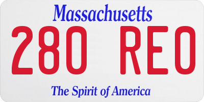 MA license plate 280RE0