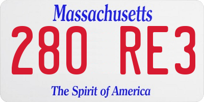 MA license plate 280RE3