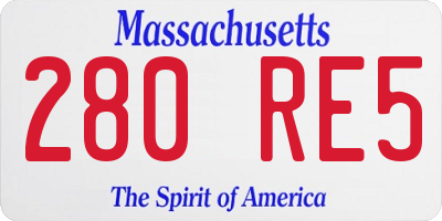 MA license plate 280RE5