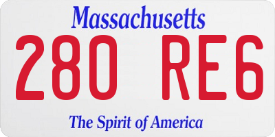 MA license plate 280RE6
