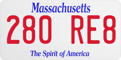 MA license plate 280RE8