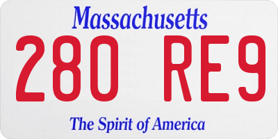 MA license plate 280RE9
