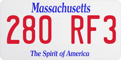 MA license plate 280RF3