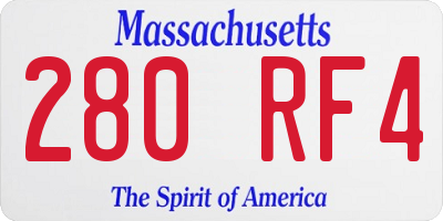 MA license plate 280RF4