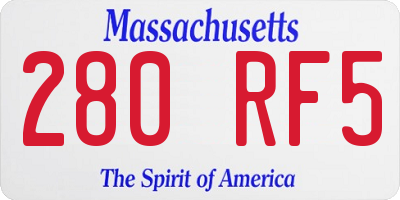 MA license plate 280RF5