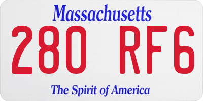 MA license plate 280RF6
