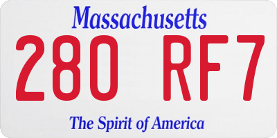 MA license plate 280RF7