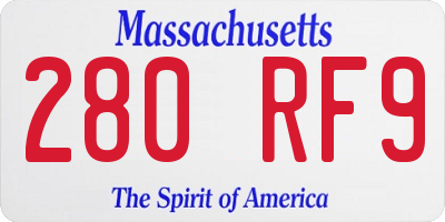 MA license plate 280RF9