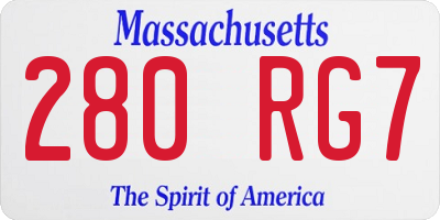 MA license plate 280RG7