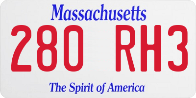MA license plate 280RH3