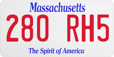 MA license plate 280RH5