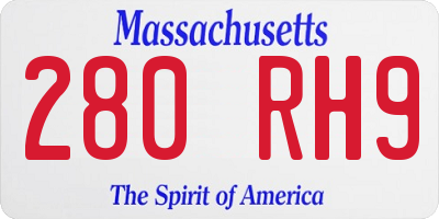 MA license plate 280RH9