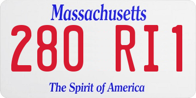 MA license plate 280RI1