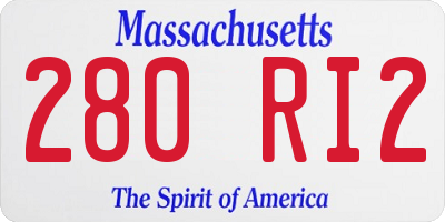 MA license plate 280RI2