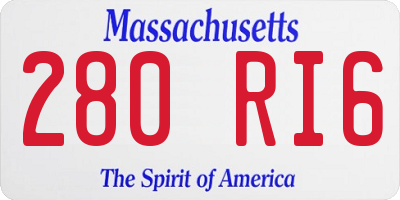 MA license plate 280RI6