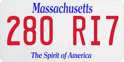 MA license plate 280RI7