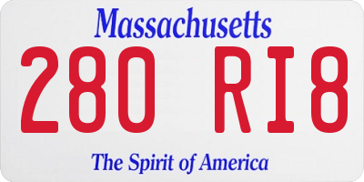 MA license plate 280RI8