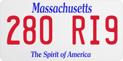 MA license plate 280RI9