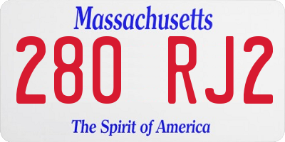 MA license plate 280RJ2