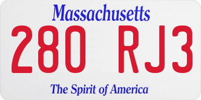 MA license plate 280RJ3