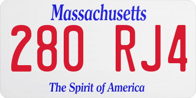 MA license plate 280RJ4