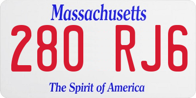 MA license plate 280RJ6