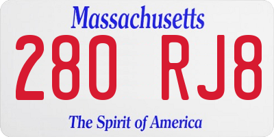 MA license plate 280RJ8