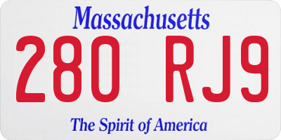 MA license plate 280RJ9