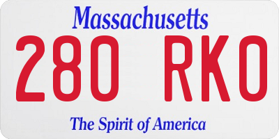 MA license plate 280RK0