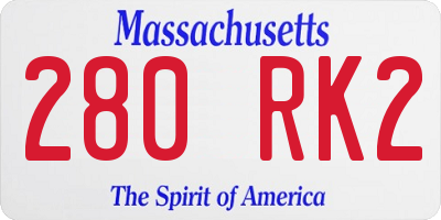 MA license plate 280RK2