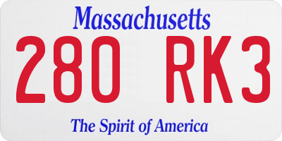 MA license plate 280RK3