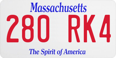 MA license plate 280RK4