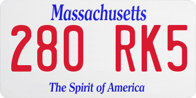 MA license plate 280RK5