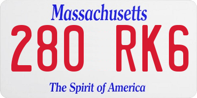 MA license plate 280RK6