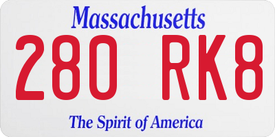 MA license plate 280RK8