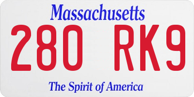 MA license plate 280RK9