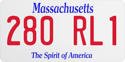 MA license plate 280RL1