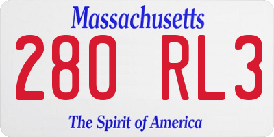 MA license plate 280RL3