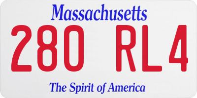 MA license plate 280RL4