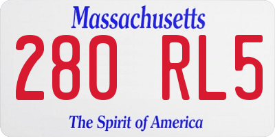 MA license plate 280RL5