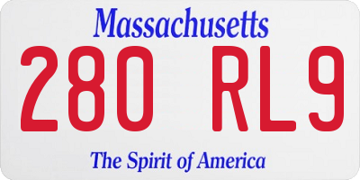 MA license plate 280RL9
