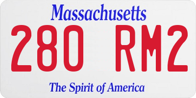 MA license plate 280RM2