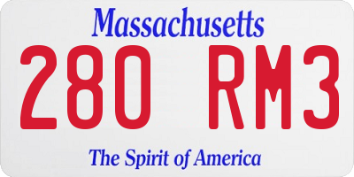 MA license plate 280RM3