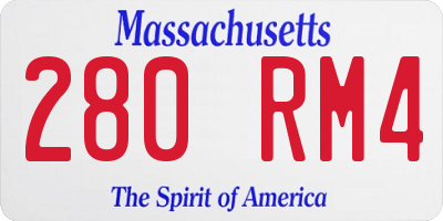 MA license plate 280RM4