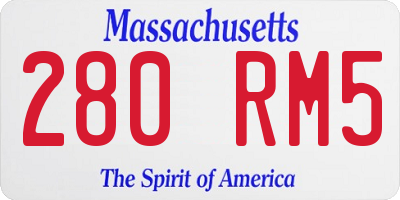 MA license plate 280RM5