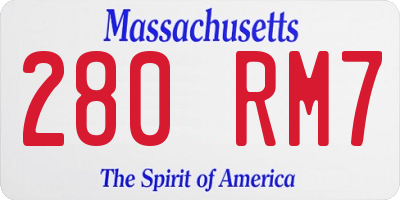 MA license plate 280RM7