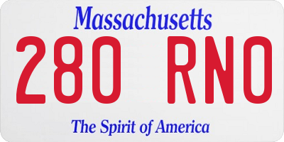 MA license plate 280RN0